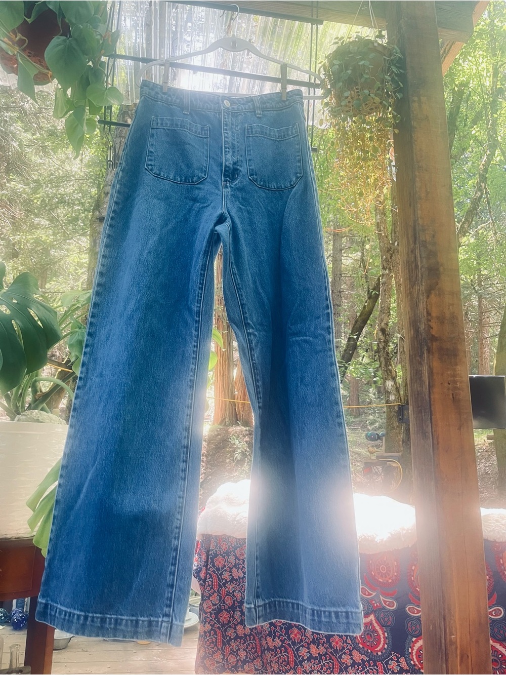 ROLLA'S Wide-Leg High-Rise Jeans in Denim Blue